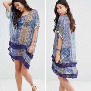 NWT, Gypsy 05 Blue Print Silk Dress/Cover-up